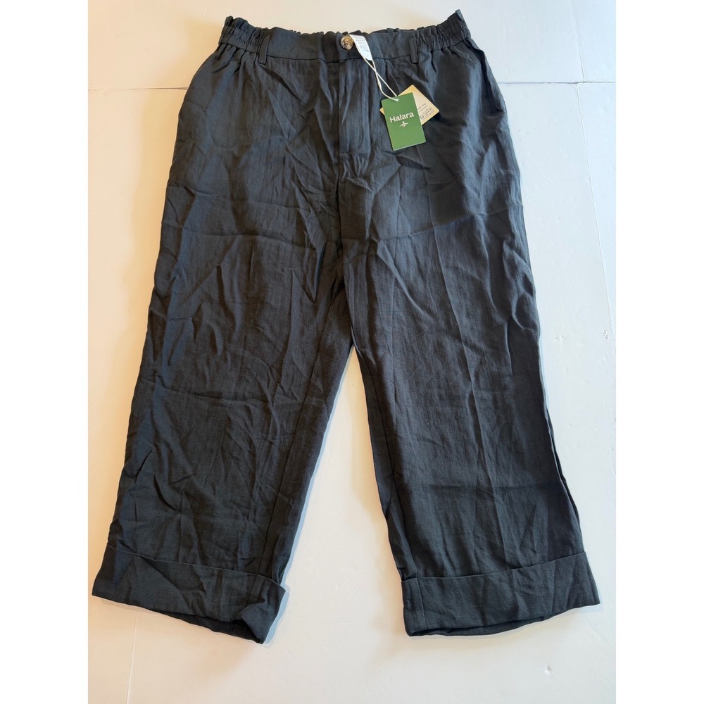 Halara Breezeful Black High Waisted Cropped Cuffed Wide Leg Pants XL NWT